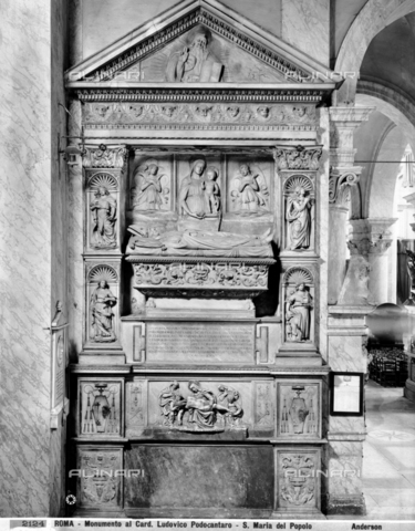 ADA-F-002124-0000 - Monumento funebre del cardinale Podocataro, marmo, Ignoto romano del XVI sec. o Bottega di Andrea Bregno, Chiesa di Santa Maria del Popolo, Roma - Data dello scatto: 1890 ca. - Archivi Alinari, Firenze