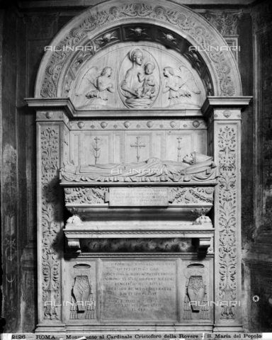 ADA-F-002126-0000 - Monumento funebre del cardinale Cristoforo della Rovere, marmo, Andrea Bregno (1418 ca.-1503), Cappella del Presepio, Chiesa di Santa Maria del Popolo, Roma - Data dello scatto: 1890 ca. - Archivi Alinari, Firenze