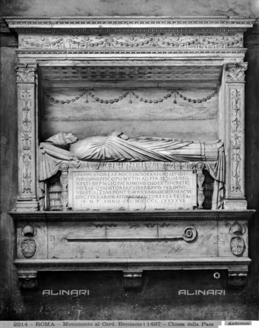 ADA-F-002214-0000 - Monumento funebre del cardinale Giovanni Andrea Bocciacci, marmo, Luigi Capponi (Bottega di), Chiostro della Chiesa di Santa Maria della Pace, Roma - Data dello scatto: 1890 ca. - Archivi Alinari, Firenze