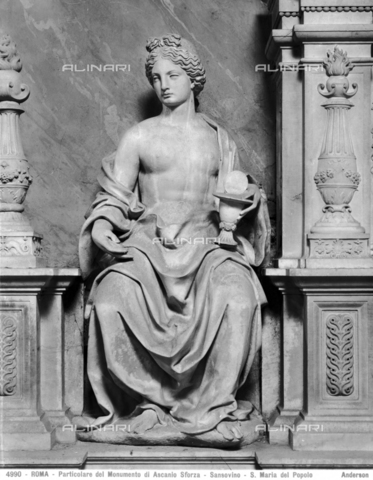 ADA-F-004990-0000 - Monumento del Cardinale Ascanio Sforza, particolare, marmo, Andrea Sansovino (1467-1529), Chiesa di Santa Maria del Popolo, Roma - Data dello scatto: 1890 ca. - Archivi Alinari, Firenze