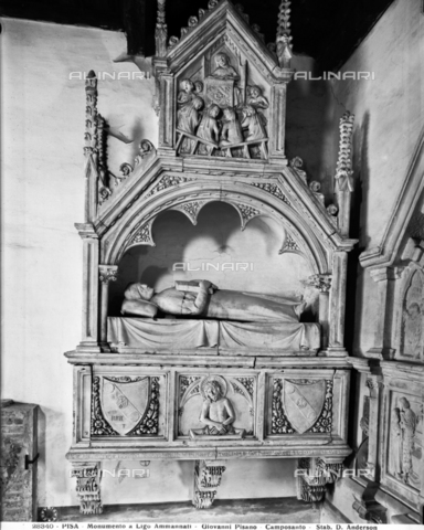 ADA-F-028340-0000 - Monumento sepolcrale di Ligo Ammannati, marmo, Arte del XIV sec., Cappella Ammannati, Camposanto monumentale, Pisa - Data dello scatto: 1928 - Archivi Alinari, Firenze