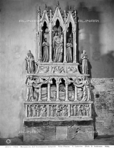 ADA-F-028474-0000 - Monumento sepolcrale del vescovo di Pisa Simone Saltarelli, marmo, Nino Pisano (1315-1370 ca.), Chiesa di Santa Caterina, Pisa - Data dello scatto: 1928 - Archivi Alinari, Firenze