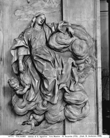 ADA-F-029734-0000 - Santa Monica, stucco, Giacomo Serpotta (1656 - 1732), chiesa di Sant'Agostino, Palermo - Data dello scatto: 1930 - Archivi Alinari, Firenze