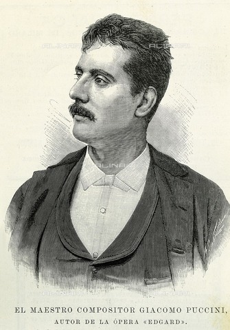 AIS-F-DNL694-0000 - Portrait of the Italian composer Giacomo Puccini, etching, from 'La Ilustración Española y Americana' (The Spanish and American Illustration) - Iberfoto/Alinari Archives