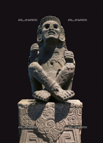 AIS-F-NLS961-0000 - Statue of Xochipilli, god of love, of games, of beauty, of dance, of flowers, of wheat, of pleasure, of arts and of songs; from Tenochtitlà¡n, stone, Aztec art of the years 1325-1521, Museo Nacional de Antropologà­a, Mexico City - Iberfoto/Alinari Archives