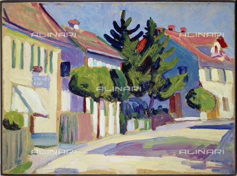 ATK-F-018874-0000 - Pfarrgasse a Murnau, 1908,olio su tavola, Münter, Gabriele,1877-1962, - Christie's Images Ltd / Artothek/Archivi Alinari