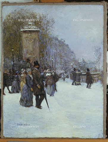 ATK-F-018889-0000 - Scena di strada in inverno, Parigi, ,Raffaelli, Jean François,1850-1924, - Christie's Images Ltd / Artothek/Archivi Alinari