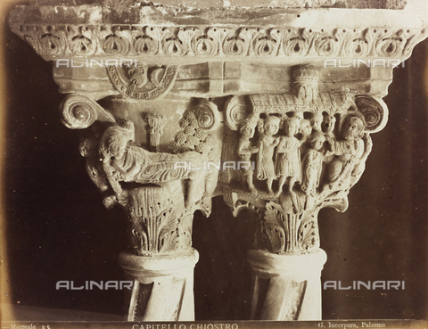 AVQ-A-000169-0036 - Due capitelli nel Chiostro del Duomo di Monreale - Data dello scatto: 1870-1880 - Archivi Alinari, Firenze