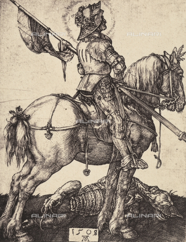 AVQ-A-000493-0056 - San Giorgio a cavallo, incisione di Albrecht Durer - Data dello scatto: 1861 - Archivi Alinari, Firenze