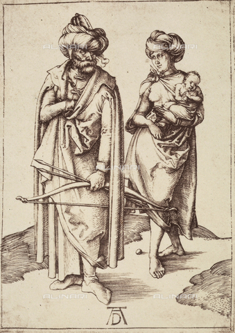 AVQ-A-000493-0087 - L'uomo orientale e sua moglie, incisione di Albrecht Durer - Data dello scatto: 1861 - Archivi Alinari, Firenze