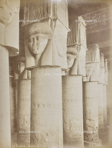 AVQ-A-000523-0035 - Columns inside the temple of Halhor, Dendera, Egypt - Date of photography: 1880 - 1890 - Alinari Archives, Florence