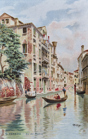 AVQ-A-003227-0088 - "Venezia - Rio del Pastrin", disegno di Carlo Menegazzi (1856-1920), cartolina, stampa a colori - Data dello scatto: 1900-1910 - Archivi Alinari, Firenze