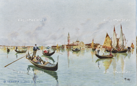 AVQ-A-003227-0089 - "Venezia - Isola di S. Giorgio", disegno di Carlo Menegazzi (1856-1920), cartolina, stampa a colori - Data dello scatto: 1900-1910 - Archivi Alinari, Firenze