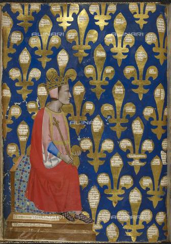 BLB-F-012412-0000 - Robert of Anjou, king of Naples, miniature, Tuscan unknown of the fourteenth century, British Library, London - The British Library Board/Alinari Archives, Florence