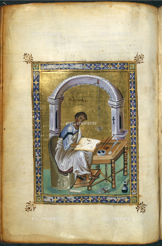 BLB-F-020571-0000 - St. Luke, miniature of the mid-10th century of a manuscript from Constantinople, British Library, London - The British Library Board/Alinari Archives, Florence