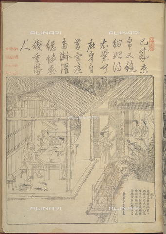 BLB-F-081652-0000 - Cutting and making up silk garments taken from "Geng zhi tu" (Beijing, 1696) by Jiao Bingzhen, British Library, London - The British Library Board/Alinari Archives, Florence