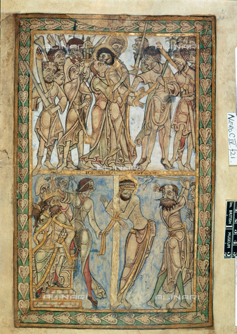 BLB-S-00C060-0007 - The betrayal of Judas and the Flagellation of Christ, miniature taken from the "Winchester Psalter" (1121-1161), British Library, London - The British Library Board/Alinari Archives, Florence