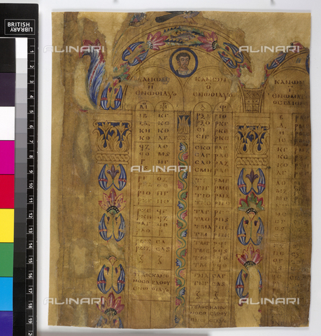 BLB-S-00C062-5001 - Canon enriched with floral decorations and the portrait of an apostle added to the gospels transcribed by the monk Gregorios before 1189, British Library, London - The British Library Board/Alinari Archives, Florence