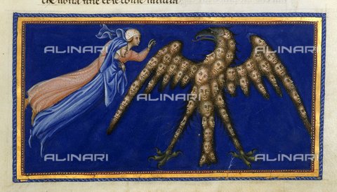 BLB-S-00C132-3227 - Divine Comedy, Paradise, canto XVIII, Dante and Beatrice before the Eagle of Justice - The British Library Board/Alinari Archives, Florence