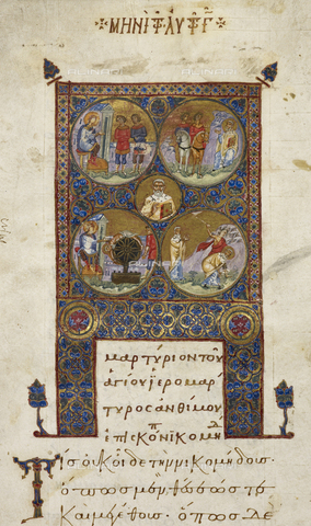 BLB-S-00C133-3796 - Miniature depicting scenes of life of a saint taken from the "Menologo for the month of September", British Library, London - The British Library Board/Alinari Archives, Florence