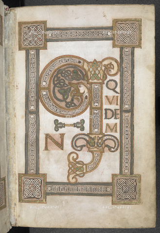 BLB-S-MS768F-002R - Decorated drop cap taken from the "Gospels of St. John and St. Luke" (North of France, second half of the 9th century), British Library, London - The British Library Board/Alinari Archives, Florence