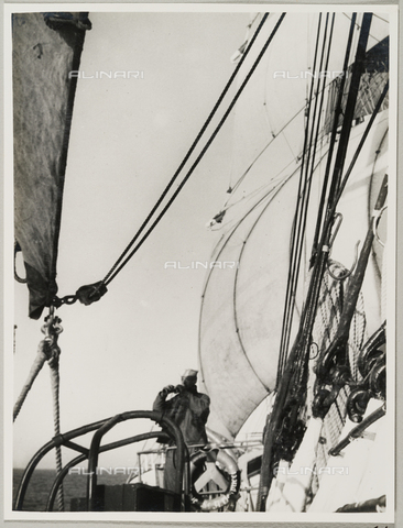 BMD-A-000001-0064 - From the album 'Regia Nave Scuola "Amerigo Vespucci"': sailor on board ship - Date of photography: 1938 ca. - Alinari Archives, Florence