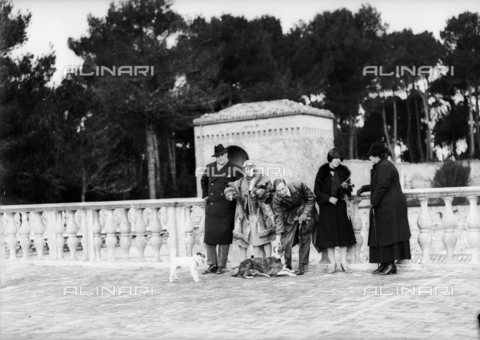 CAD-S-110009-0002 - Animated portrait of a group with two dogs - Date of photography: 13 febbraio 1927 - Alinari Archives, Florence