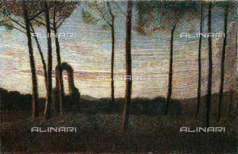 CAL-F-001960-0000 - Paesaggio a Villa Borghese, olio su tela di Giuseppe Pellizza, Collezione privata - Data dello scatto: 1991 - Archivi Alinari, Firenze