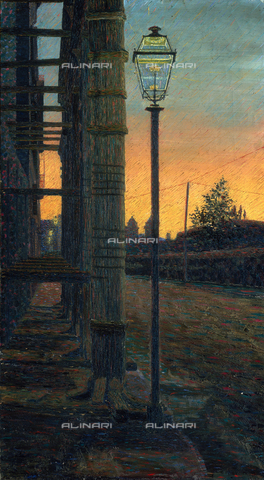 CAL-F-001964-0000 - Via di Porta Pinciana al tramonto (Lampione di via Porta Pinciana), dipinto di Gino Severini, Collezione privata - Data dello scatto: 1991 - Archivi Alinari, Firenze