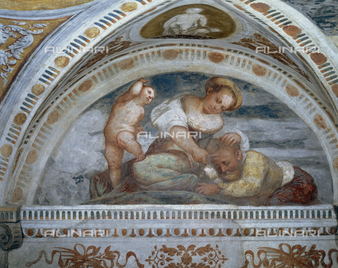 CAL-F-002625-0000 - Girolamo Romanino (1484/87-1562?), "Sansone e Dalila", 1531-1532, affresco nella lunetta della Loggia del Magno Palazzo, Castello del Buonconsiglio, Trento - Data dello scatto: 1994 - Archivi Alinari, Firenze