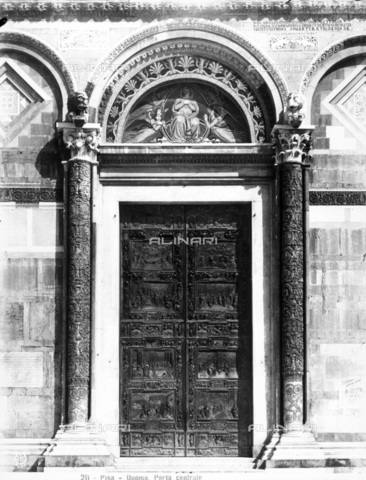 CGA-F-000211-0000 - Cathedral of Pisa: General view of the bronze main door. - Date of photography: 1890-1900 ca. - Alinari Archives, Florence