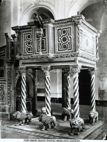 CGA-F-005106-0000 - Pulpit of Niccolò di Bartolomeo da Foggia. Work of sculpture situated in the Cathedral of San Pantaleone, Ravello (province of Salerno) - Date of photography: 1890-1900 ca. - Alinari Archives, Florence