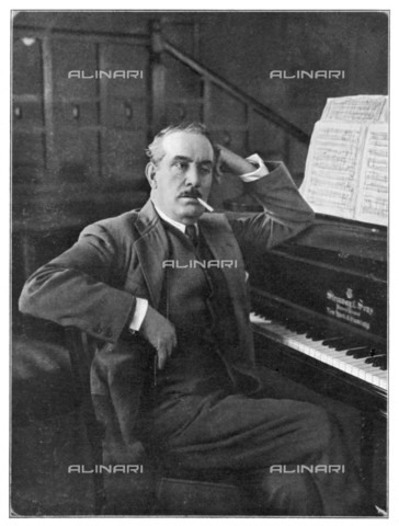 EVA-S-001002-1877 - Il compositore Giacomo Puccini (1858-1924), illustrazione dalla rivista "L'Illustrazione" del 1926 - © Mary Evans / Archivi Alinari