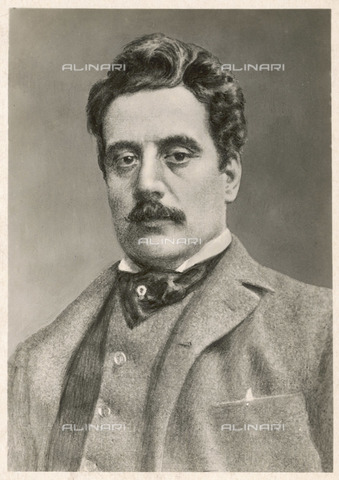 EVA-S-001005-1955 - Il compositore Giacomo Puccini (1858-1924), illustrazione riprodotta su cartolina - © Mary Evans / Archivi Alinari
