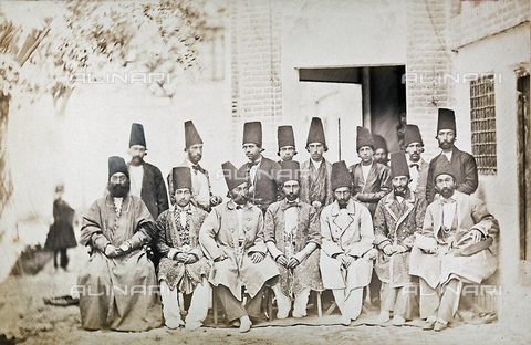 FBQ-A-006327-0006 - Members of the court in traditional clothing. Iran - Date of photography: 1862 - Alinari Archives, Florence