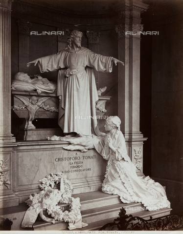 FBQ-F-001139-0000 - Monumento funebre di Cristoforo Tomati all'interno del Cimitero di Staglieno a Genova - Data dello scatto: 1881 -1900 ca. - Archivi Alinari, Firenze