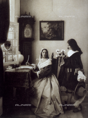 FBQ-F-002122-0000 - Domestic scene with people in seventeenth century costumes - Date of photography: 1910 ca. - Alinari Archives, Florence