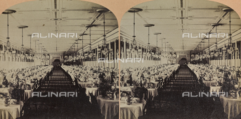 FCC-F-025212-0000 - Interno della sala da pranzo del Grand Union Hotel a Saratoga. Immagine stereoscopica - Data dello scatto: 1882 - Archivi Alinari, Firenze