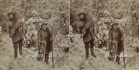 FCC-F-025270-0000 - Cacciatori nel bosco. Immagine stereoscopica - Data dello scatto: 1888 - Archivi Alinari, Firenze
