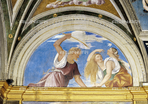 FCP-S-FAR000-0133 - Il mito di Filomela e Procne, particolare, affresco, Sebastiano del Piombo (14845 ca.-1574), lato sud, lunetta, Loggia di Galatea, piano terreno, Villa la Farnesina, Roma - Data dello scatto: 2003 - Franco Cosimo Panini Editore © su licenza Fratelli Alinari