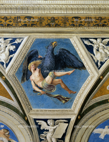 FCP-S-FAR000-0149 - Il mito di Ganimede, segno zodiacale Acquario, affresco, Baldassarre Peruzzi (1481-1536), esagono lato sud, volta della Loggia di Galatea, piano terreno, Villa la Farnesina, Roma - Data dello scatto: 2003 - Franco Cosimo Panini Editore © su licenza Fratelli Alinari