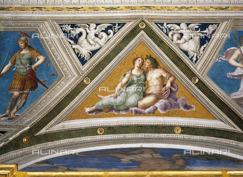 FCP-S-FAR000-0162 - Bacco ed Arianna, la Costellazione della Corona, affresco, Baldassarre Peruzzi (1481-1536), vele, lato ovest della volta, Loggia di Galatea, piano terreno, Villa la Farnesina, Roma - Data dello scatto: 2003 - Franco Cosimo Panini Editore © su licenza Fratelli Alinari