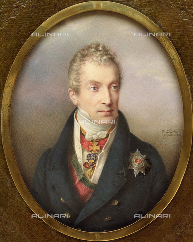 FIA-F-054599-0000 - Ritratto di Klemens Wenzel, principe von Metternich (1773-1859), acquarello, gouache su cartone, Friedrich Johan Gottlieb Lieder (1780-1859), Collezione privata - Fine Art Images/Archivi Alinari, Firenze