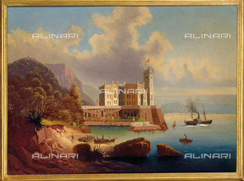 FIA-F-063204-0000 - Veduta del Castello di Miramare e Trieste, olio su tela, Jankowski, Johann Wilhelm (1825-1870), Collezione Privata - Fine Art Images/Archivi Alinari, Firenze