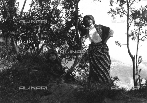 FVD-S-006542-0C69 - Due ragazze fra gli arbusti - Data dello scatto: 1895-1910 - Donazione Biondi / Archivi Alinari, Firenze