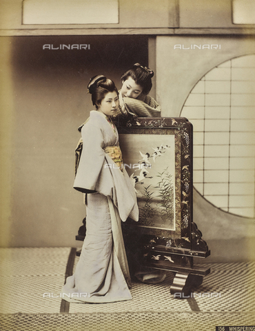 FVQ-F-040243-0000 - Young geisha beside a draft shield - Date of photography: 1885-1895 - Alinari Archives, Florence