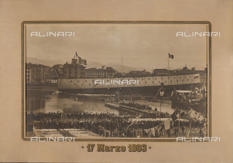 FVQ-F-180552-0000 - "17 Marzo 1883", Launching of the ship Lepanto, Livorno - Date of photography: 17/03/1883 - Alinari Archives, Florence