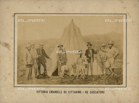 FVQ-F-212342-0000 - Portrait of Victor Emmanuel II of Italy (1820-1878) with a group of hunters, Valsavaranche, Valle d'Aosta - Date of photography: 1860 ca. - Alinari Archives, Florence