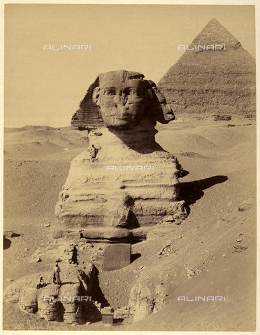 GBB-F-007354-0000 - 1890 ca, EL GIZA, EGYPT: The Great Sphinx of Giza, in background the Pyramid of Khafre. - © ARCHIVIO GBB / Archivi Alinari