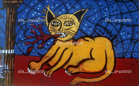 GRA-F-000060-0000 - Gatto, opera di Christophe Bouchet. Graffiti & Wall Art sul Muro di Berlino, abbattuto a partire dalla notte del 9 Novembre del 1989 - Data dello scatto: 1987 - Francesco e Alessandro Alacevich / Gremese Archivio/Archivi Alinari